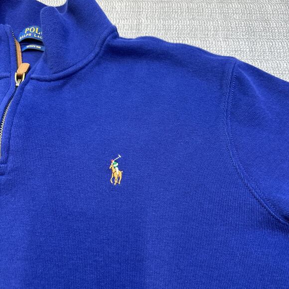 Polo Ralph Lauren Estate Rib Sweater Large Blue 1/4 Zip Pullover Comfort - Picture 3 of 9